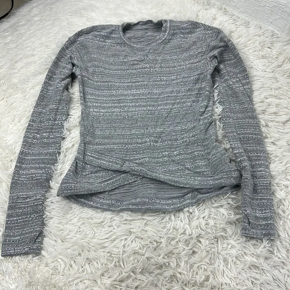 Lululemon Close to Crossing Long Sleeve *Rulu Vivid Stripe Jacquard Asphalt Whit